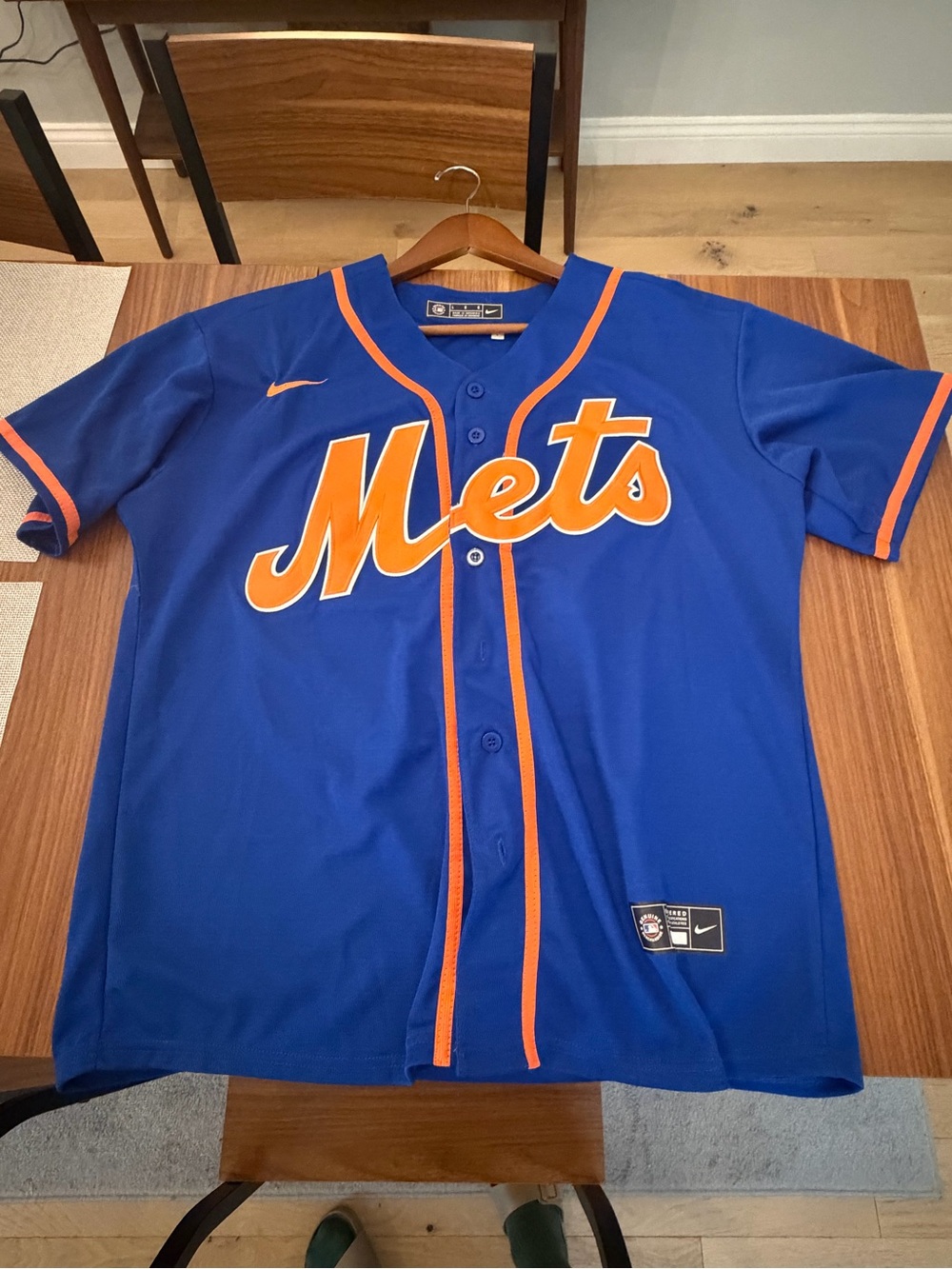 Nike Royal Blue and Orange Button-Front Baseball Jersey